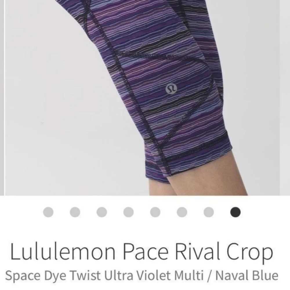 Lululemon Pace Rival Crop Leggings Space Dye Twist Ultra Violet Multi Size 4